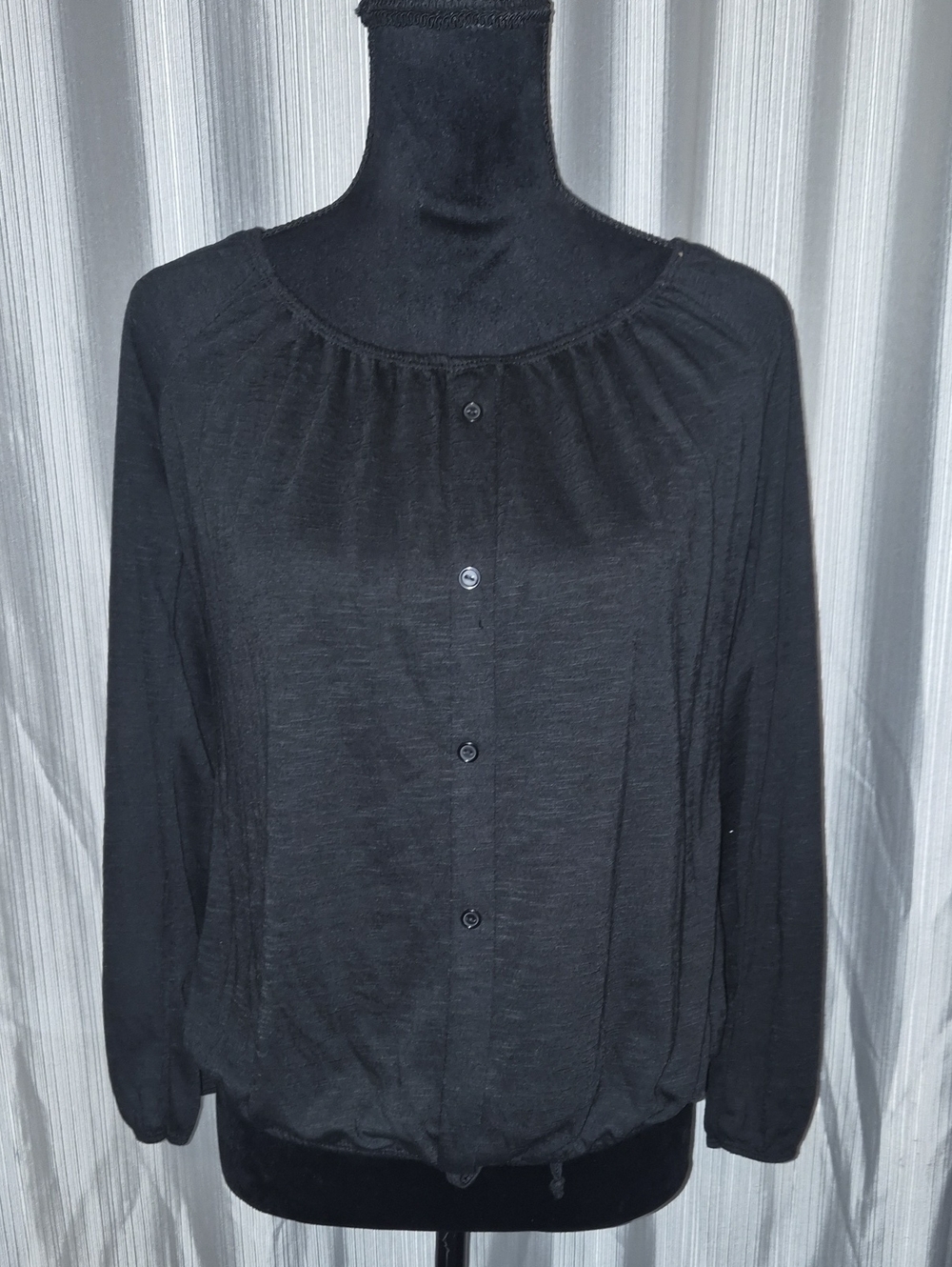 jonathan martin Black Button-Front Lightweight Women’s Top